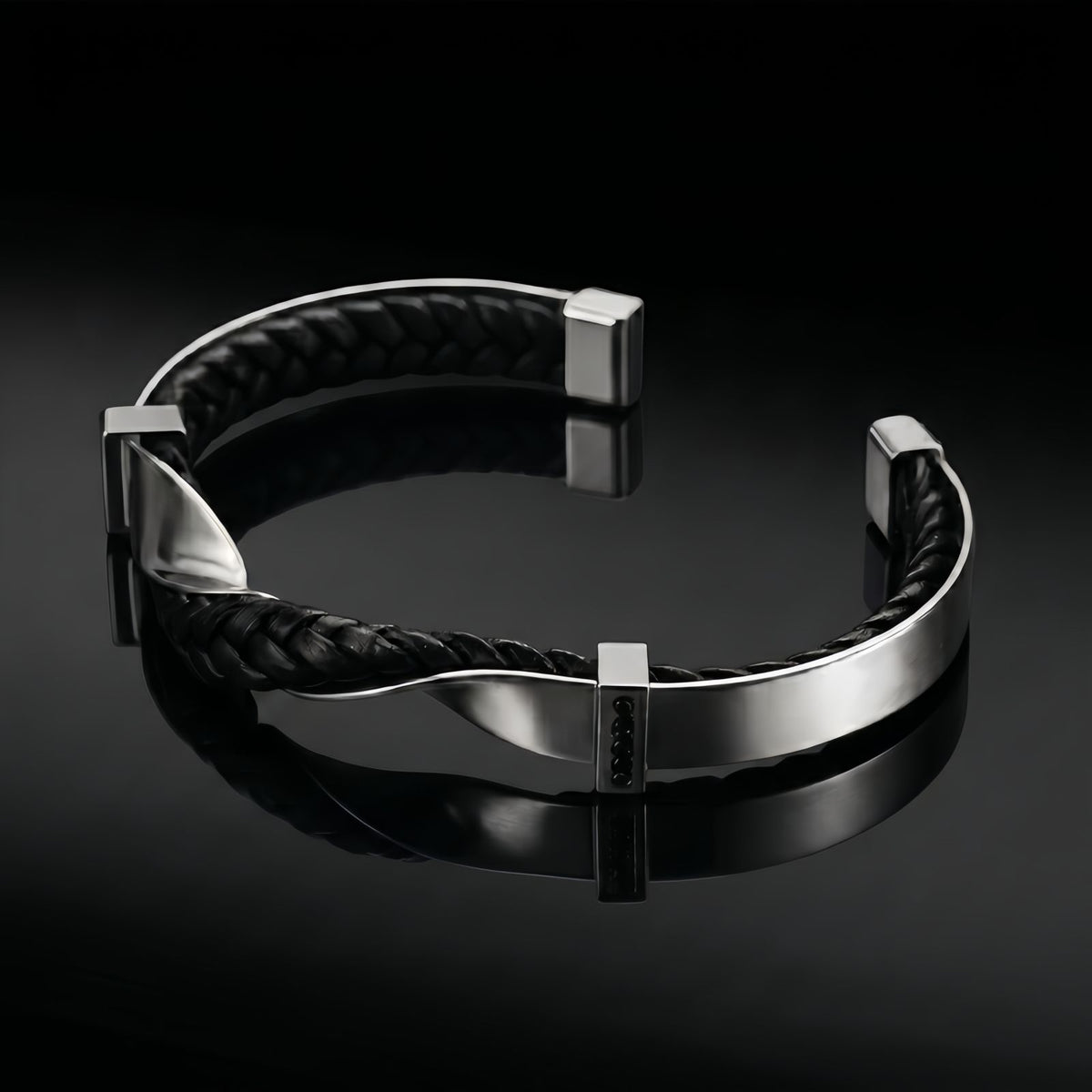 Men's Braided Leather Cuff Bracelet
