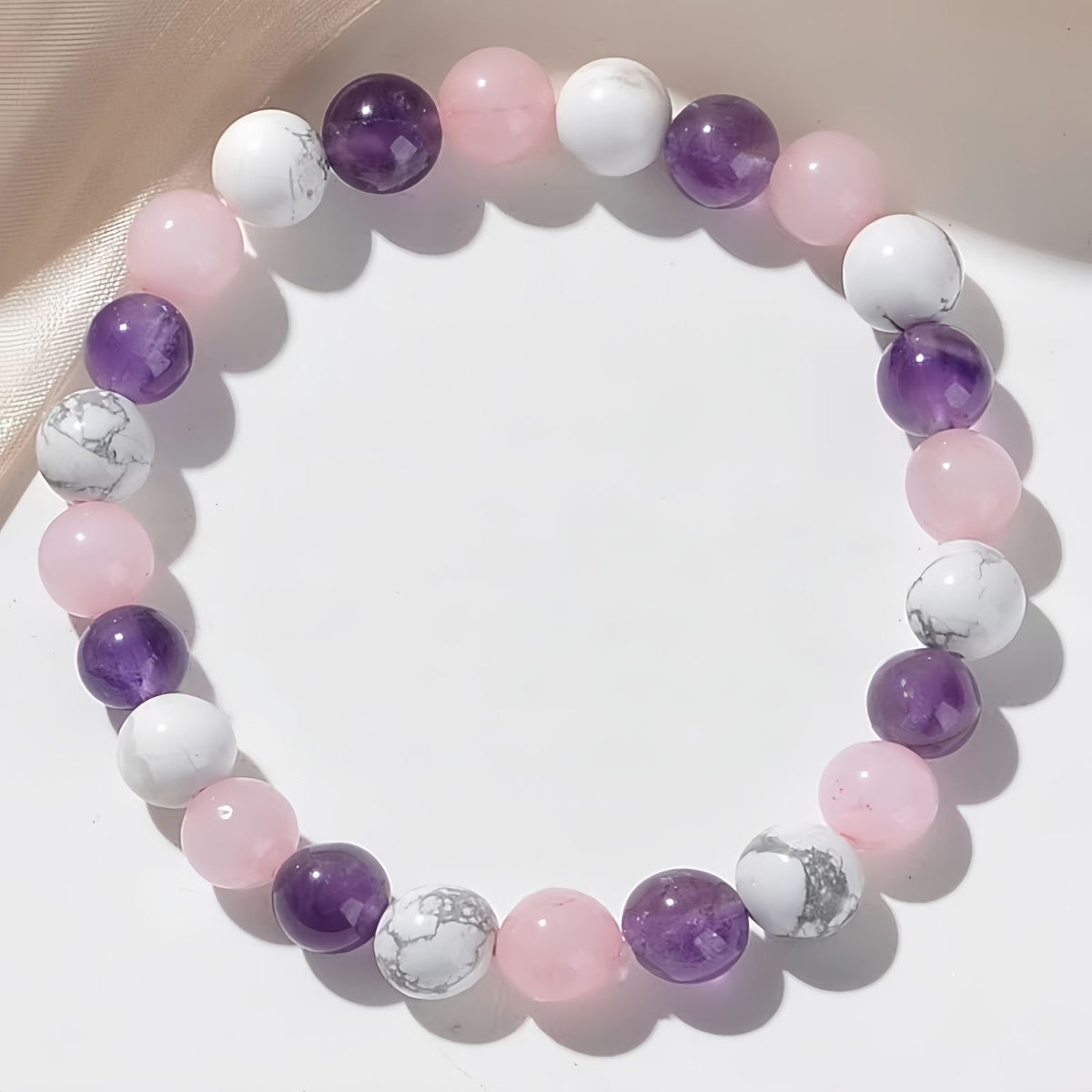Sleep-Calming Amethyst & Rose Quartz Bracelet