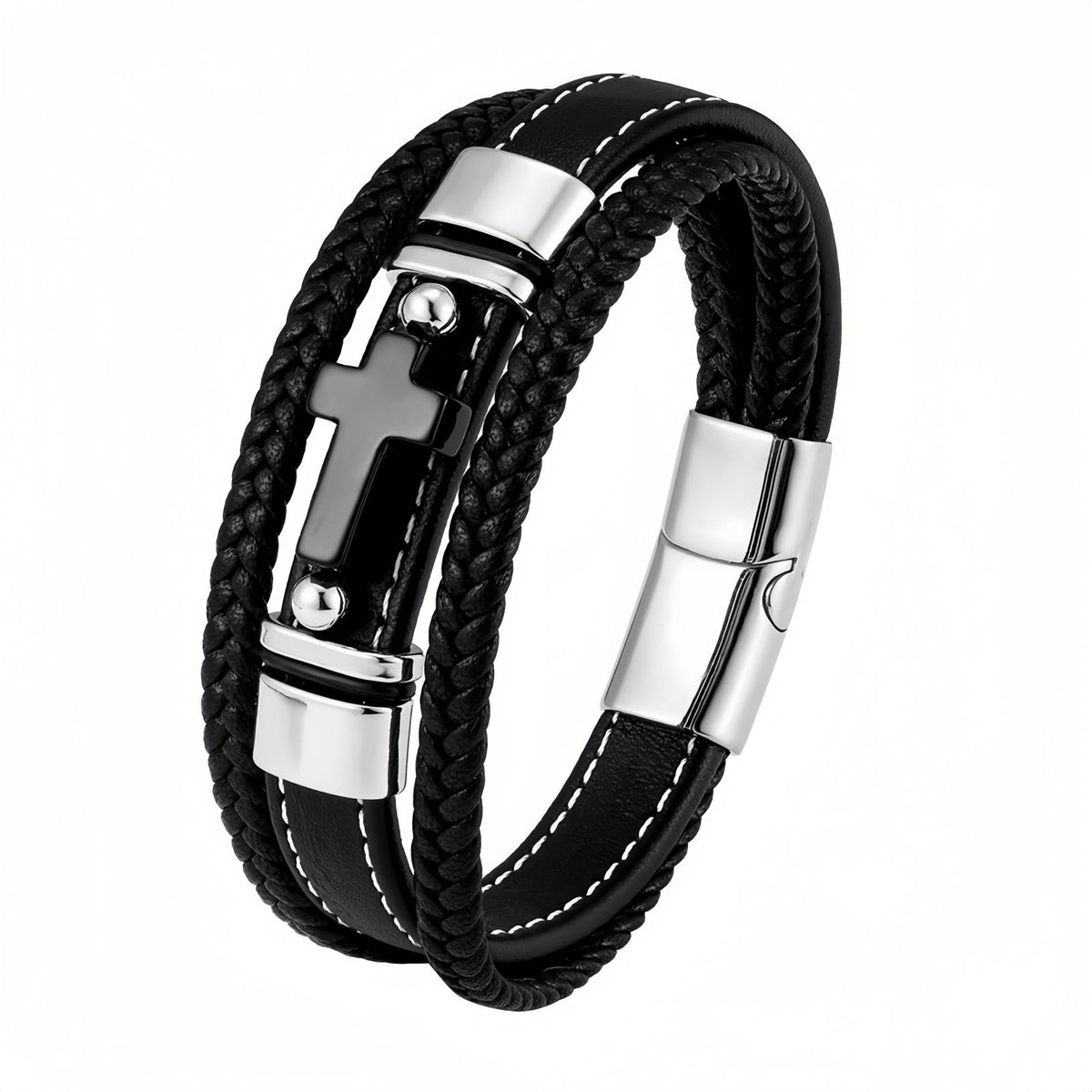 Men’s Cross Bracelet with Black Onyx