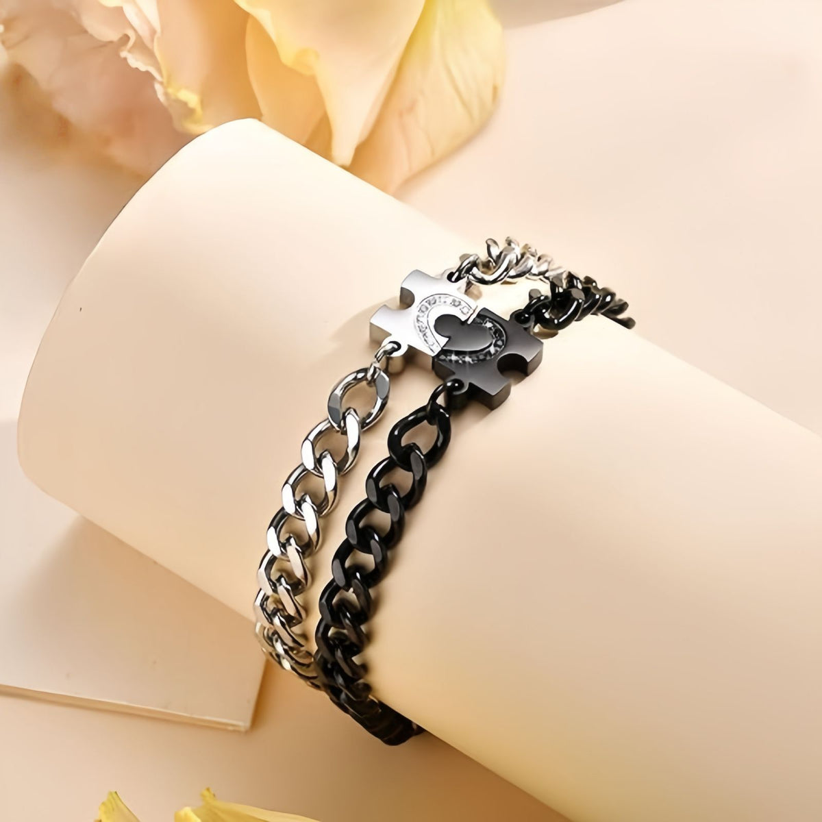 Heart Puzzle Couple Bracelet Set