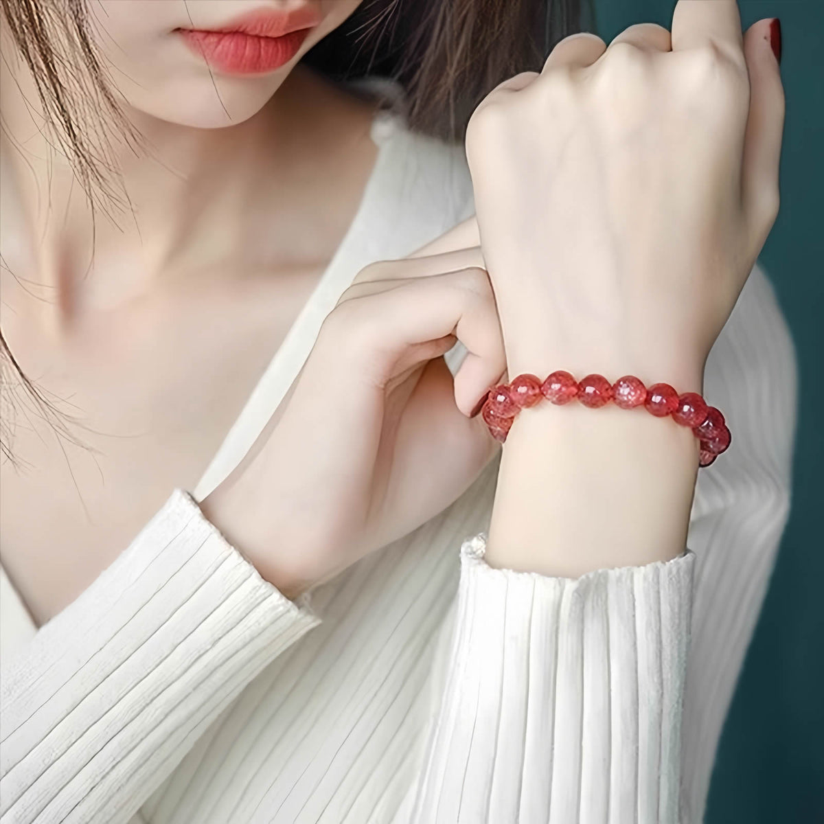 Love Attraction Strawberry Quartz Beaded Bracelet