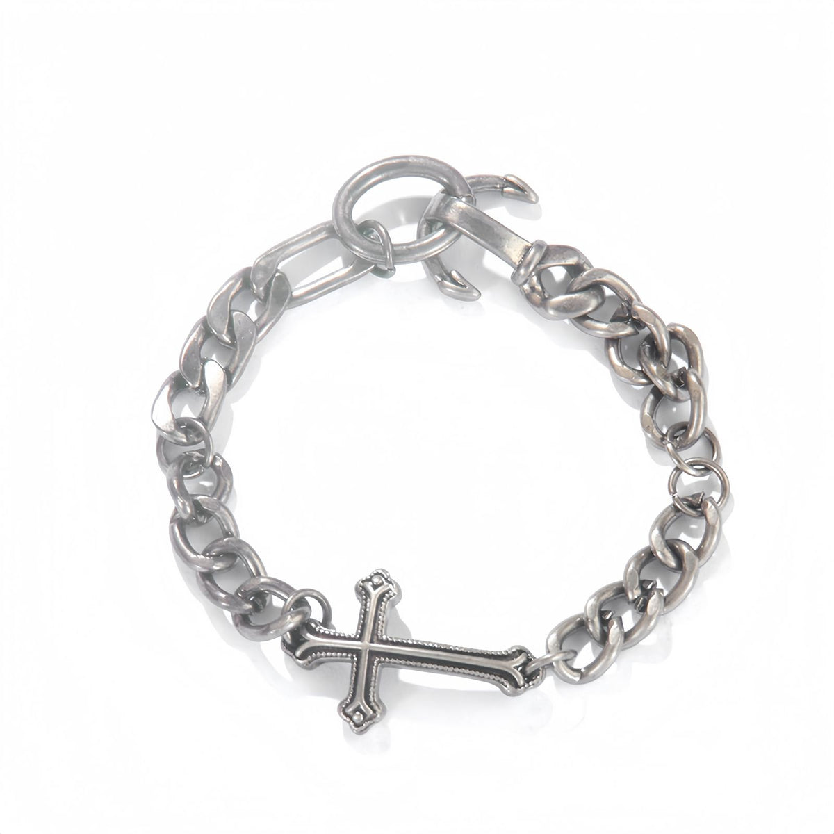 Cross Charm Curb Chain Bracelet