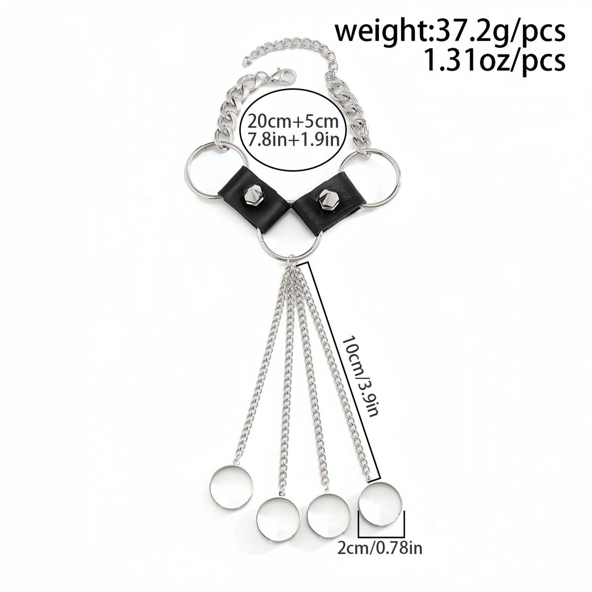 Men's Hand Chain Bracelet with Finger Rings, Gothic Punk Ring Bracelet