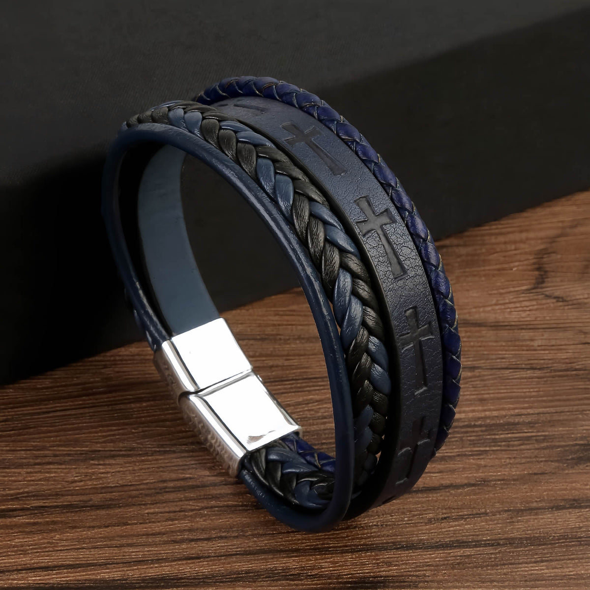 Men's Cross Leather Bracelet