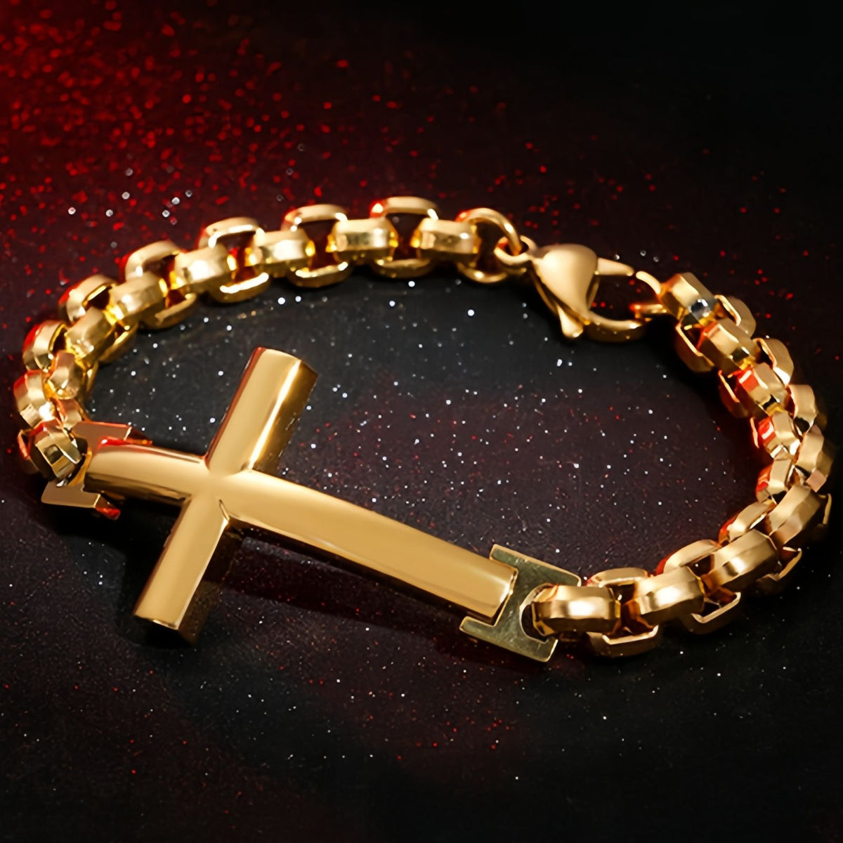 Men’s Stainless Steel Cross Bracelet