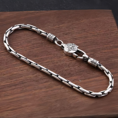 Men's Vajra Bracelet, Vintage Silver Tone Chain Bracelet