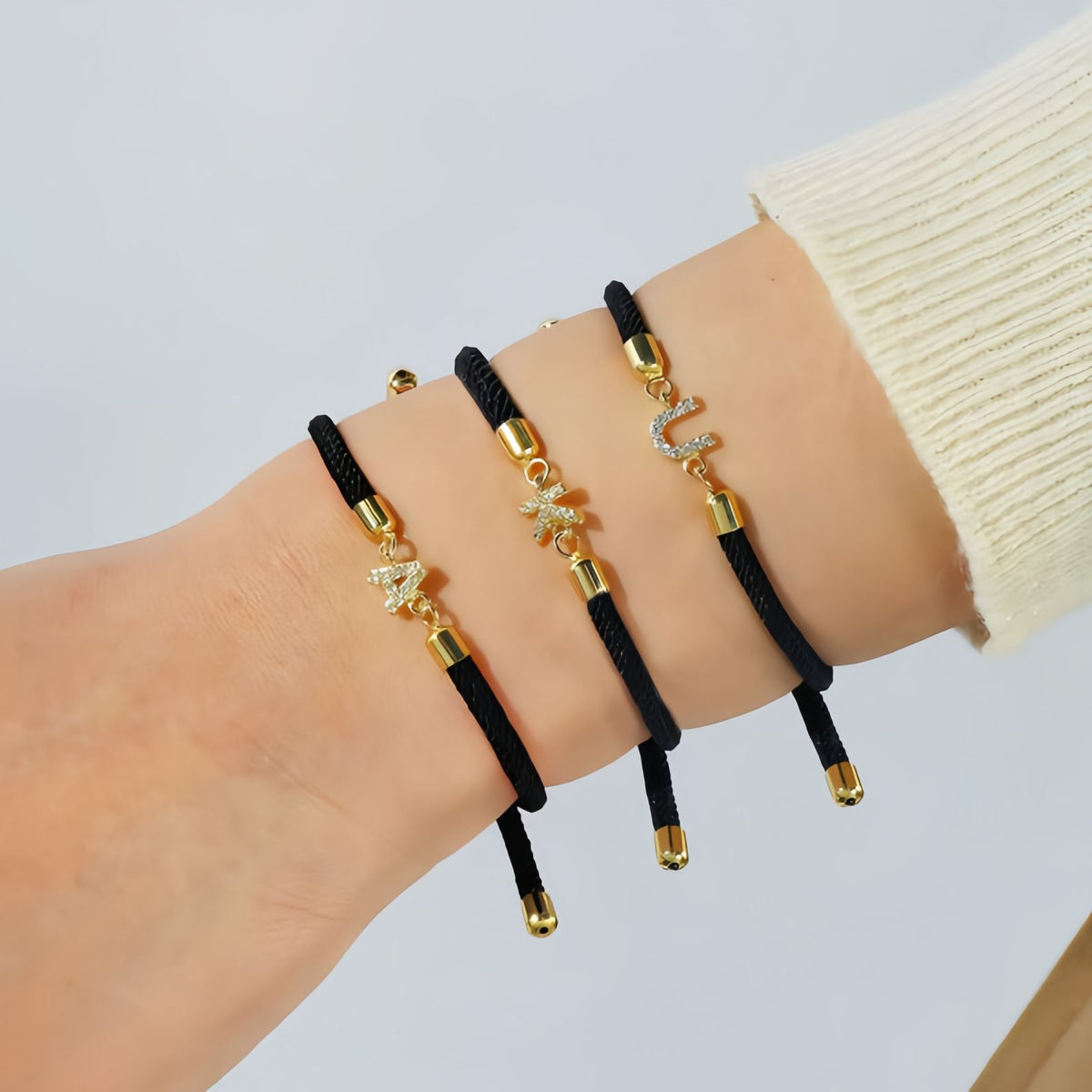 Adjustable Initial Letter Bracelet, A-Z Personalized Cord Bracelet