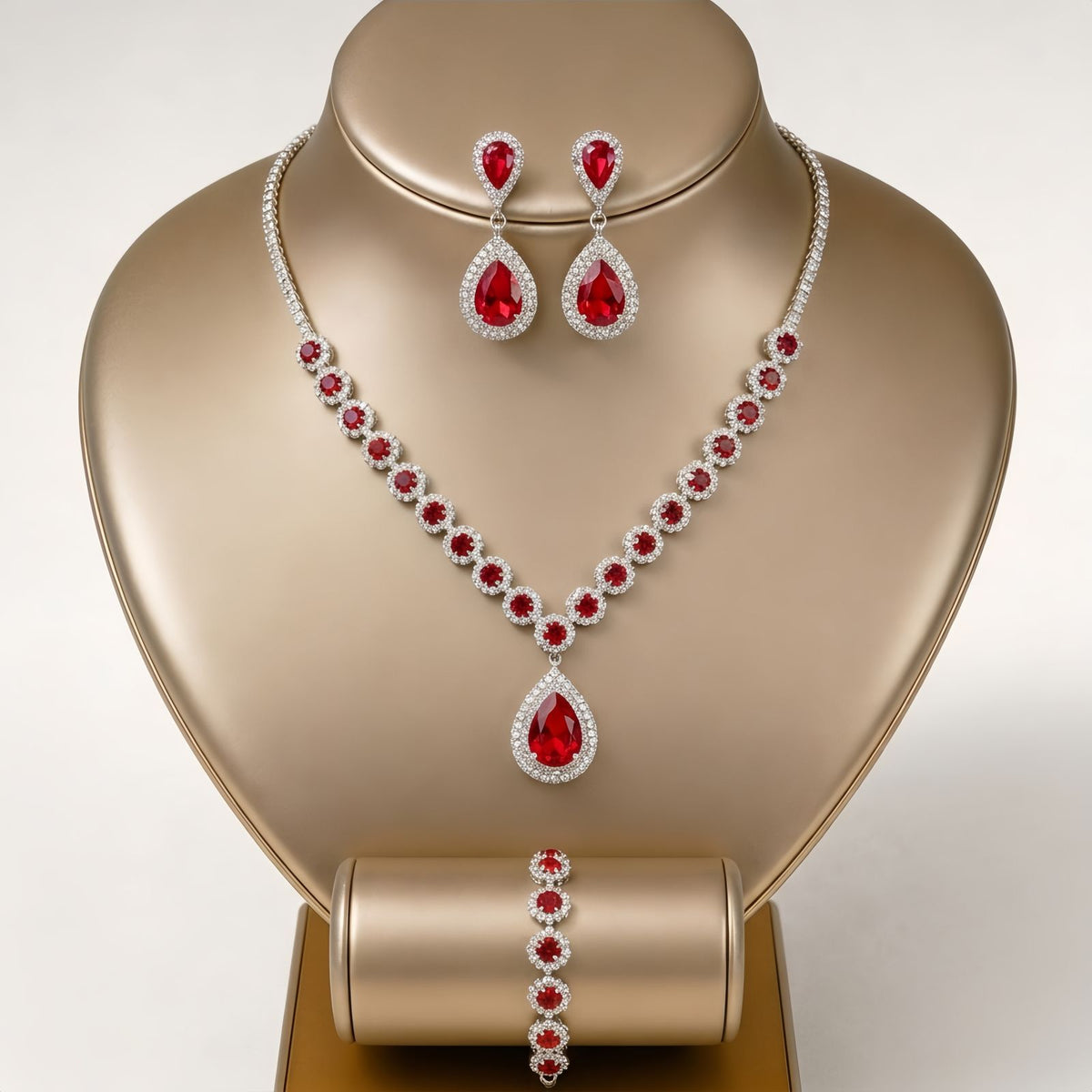 Teardrop Jewelry Set for Women, Necklace Earrings and Bracelet Set, Elegant Formal Jewelry