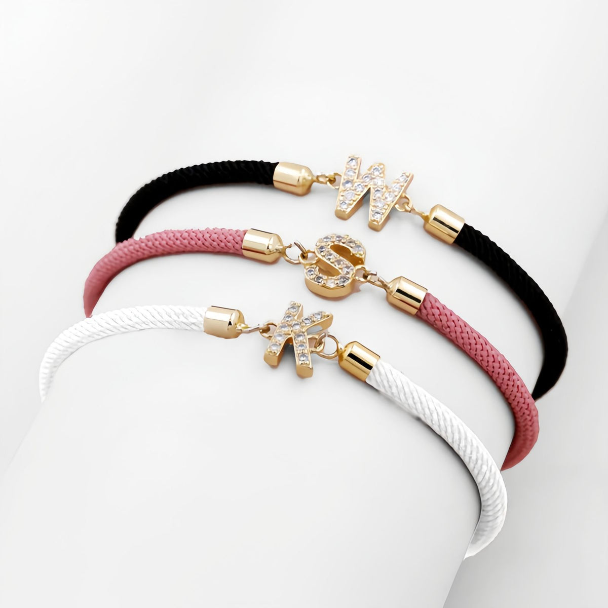 Adjustable Initial Letter Bracelet, A-Z Personalized Cord Bracelet