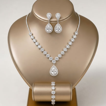 Teardrop Jewelry Set for Women, Necklace Earrings and Bracelet Set, Elegant Formal Jewelry