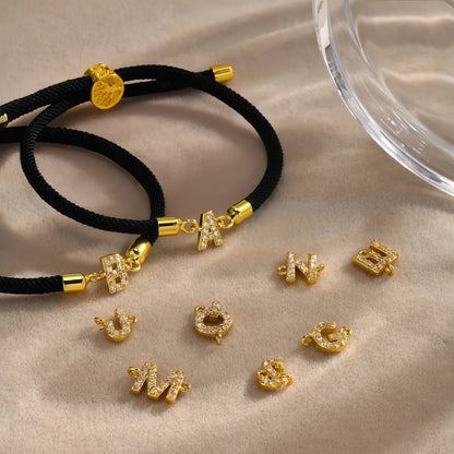Adjustable Initial Letter Bracelet, A-Z Personalized Cord Bracelet