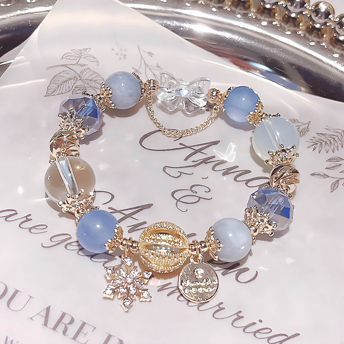 Sapphire Blue Snowflake Crystal Bracelet