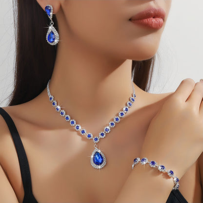 Teardrop Jewelry Set for Women, Necklace Earrings and Bracelet Set, Elegant Formal Jewelry