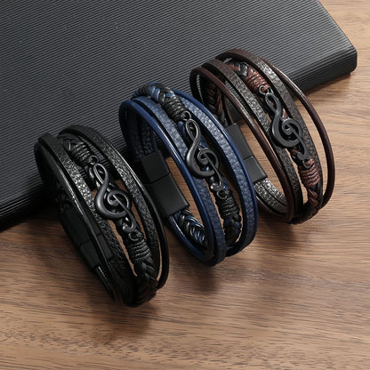 Treble Clef Multi-Layer Leather Bracelet