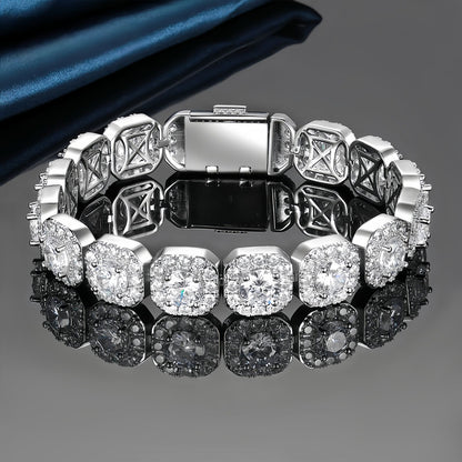 Wide Iced Tennis Bracelet