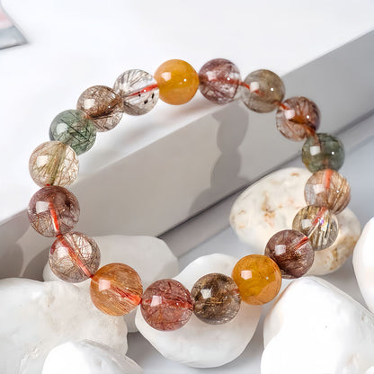 Multi-Color Rutilated Quartz Beaded Bracelet