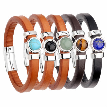 Vintage Turquoise Leather Bracelet for Men
