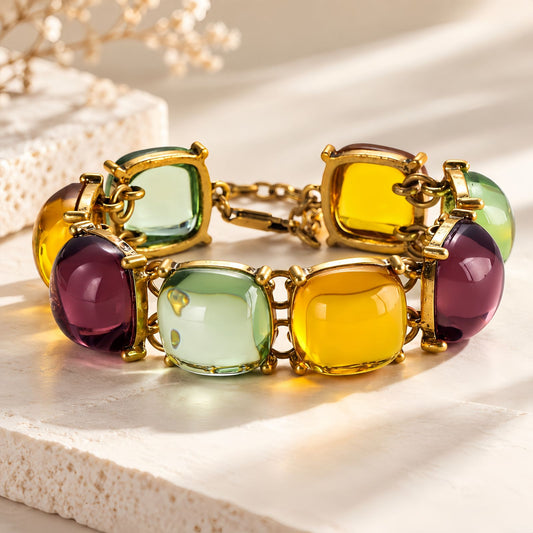 Multicolor Statement Bracelet for Women, Vintage Style Chunky Bracelet