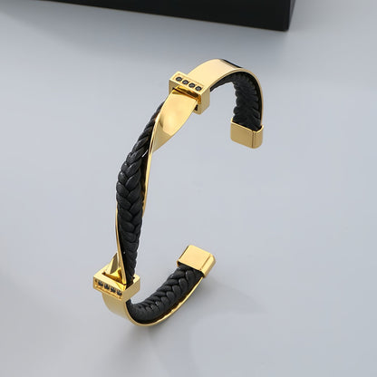 Men's Braided Leather Cuff Bracelet