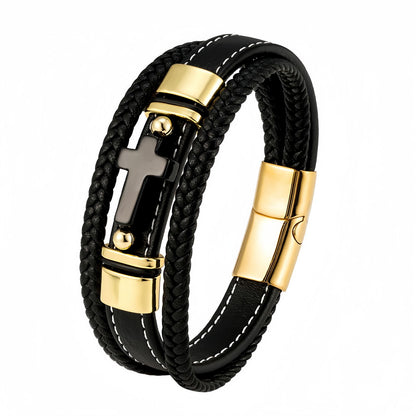 Men’s Cross Bracelet with Black Onyx