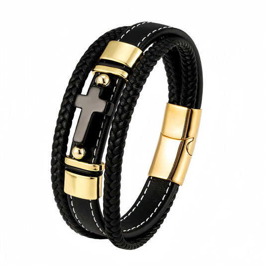 Men’s Cross Bracelet with Black Onyx