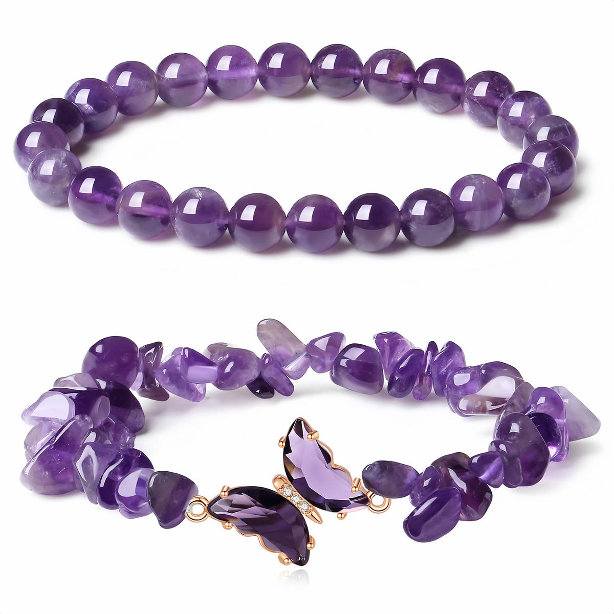 Butterfly Crystal Beaded Bracelet Set