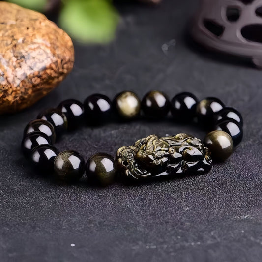 Wealth-Attracting Dual Gold-Eyed Pixiu Bracelet