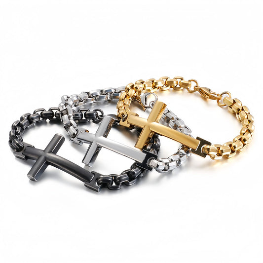 Men’s Stainless Steel Cross Bracelet