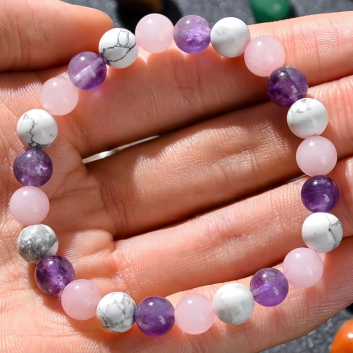 Sleep-Calming Amethyst & Rose Quartz Bracelet