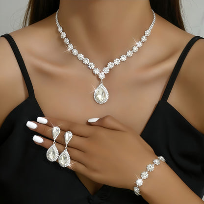 Teardrop Jewelry Set for Women, Necklace Earrings and Bracelet Set, Elegant Formal Jewelry