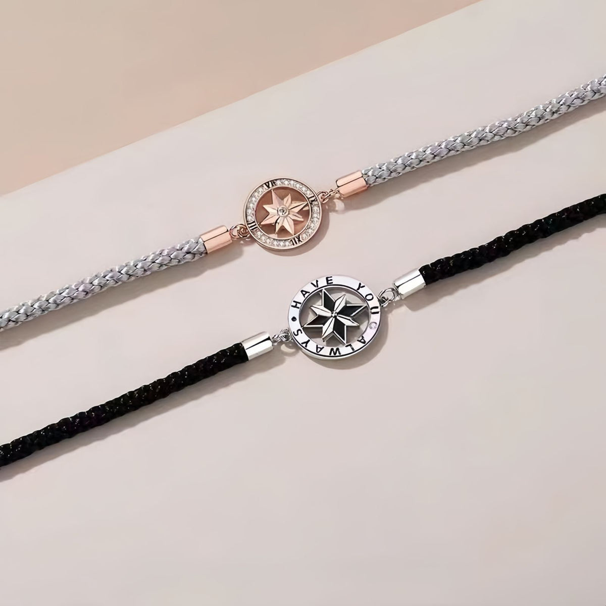 Eight-Point Star Compass Couple Bracelet