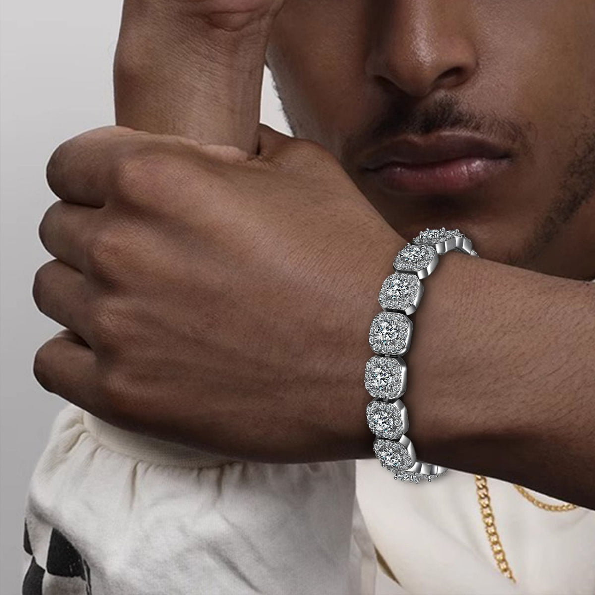 Wide Iced Tennis Bracelet
