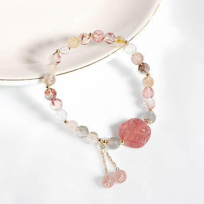 Strawberry Quartz Cat Paw Bracelet