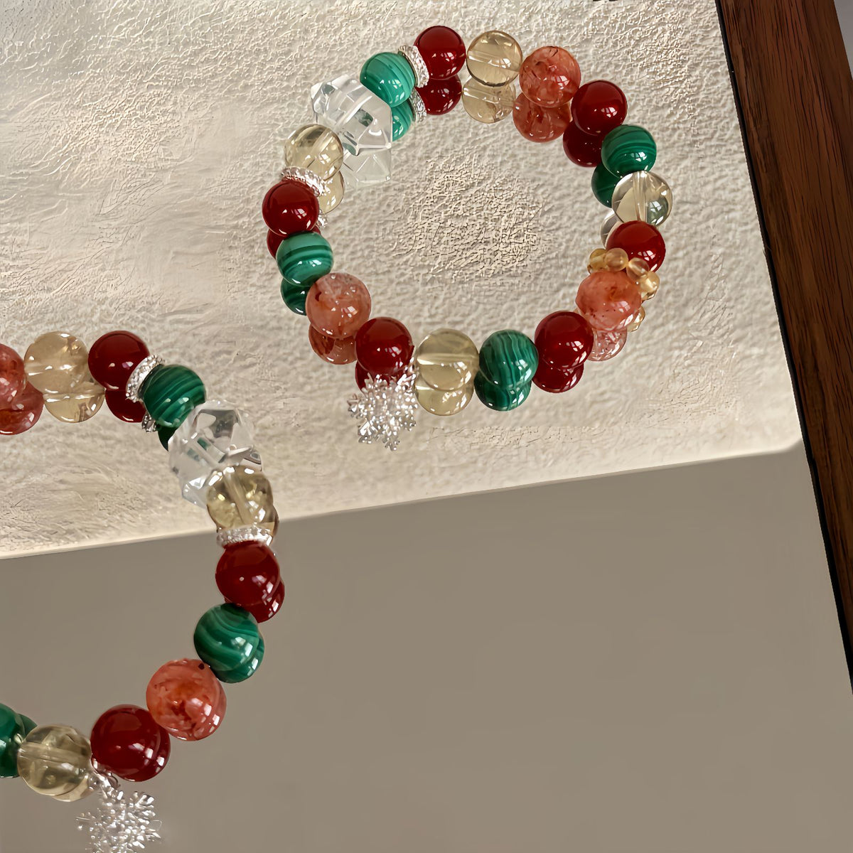 Festive Christmas Energy Bracelet with Malachite & Red Agate