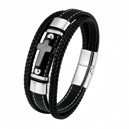 Men’s Cross Bracelet with Black Onyx