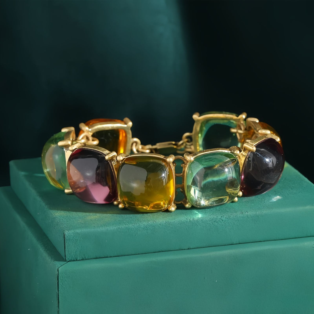 Multicolor Statement Bracelet for Women, Vintage Style Chunky Bracelet