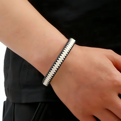 Men's Two-Tone Braided Leather Bracelet