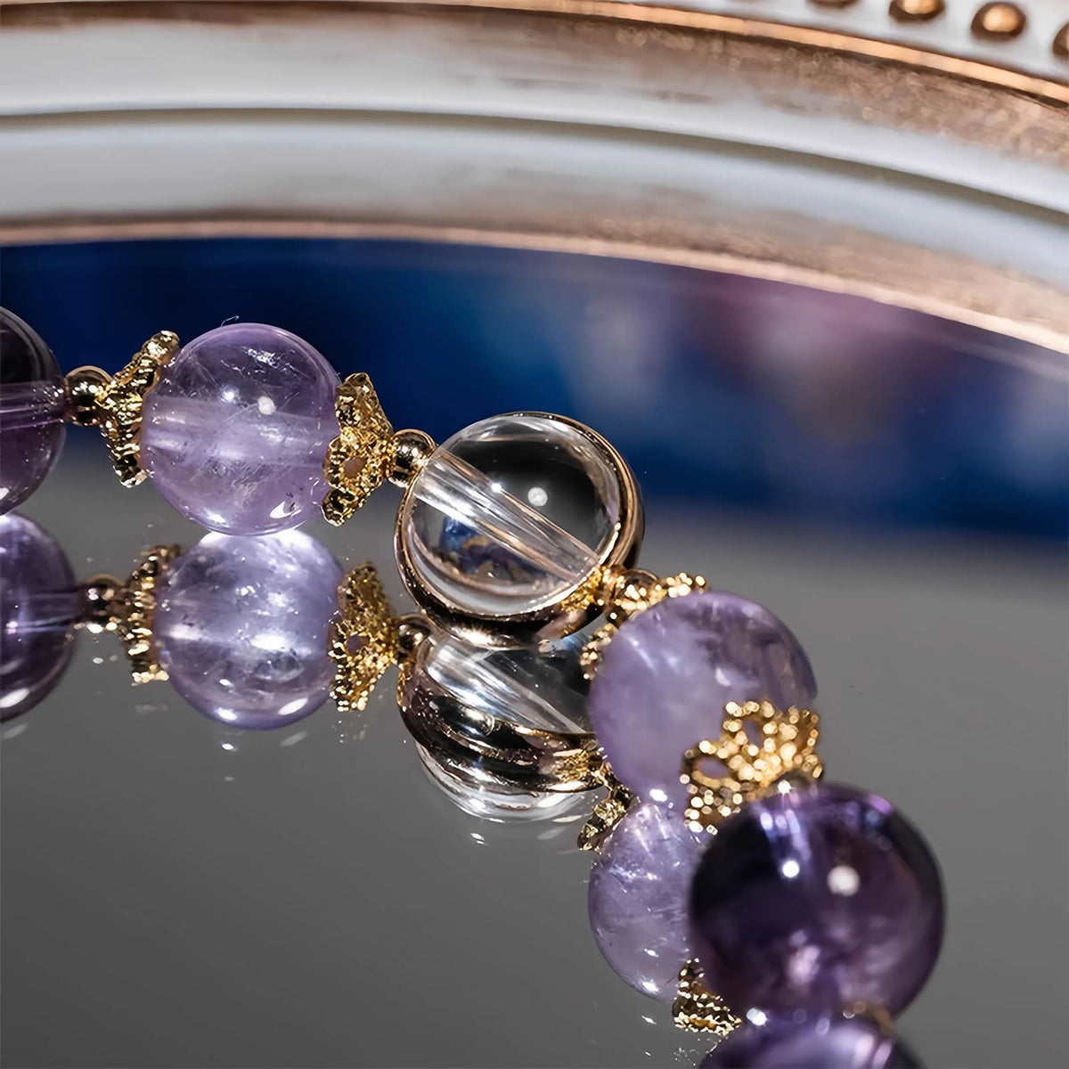 Amethyst Star Charm Beaded Bracelet