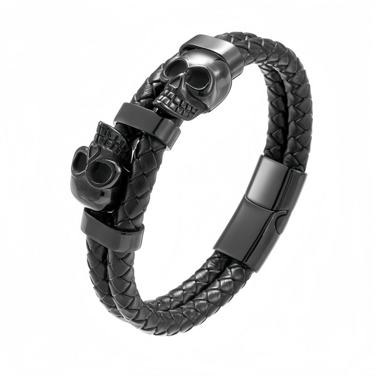 Bold Skull Men’s Leather Bracelet