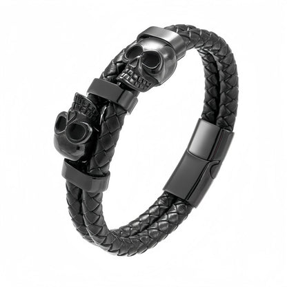 Bold Skull Men’s Leather Bracelet