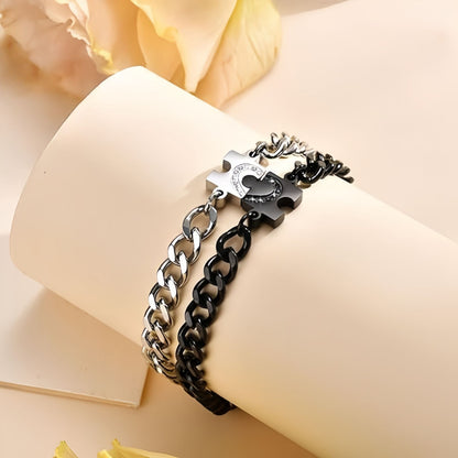Heart Puzzle Couple Bracelet Set
