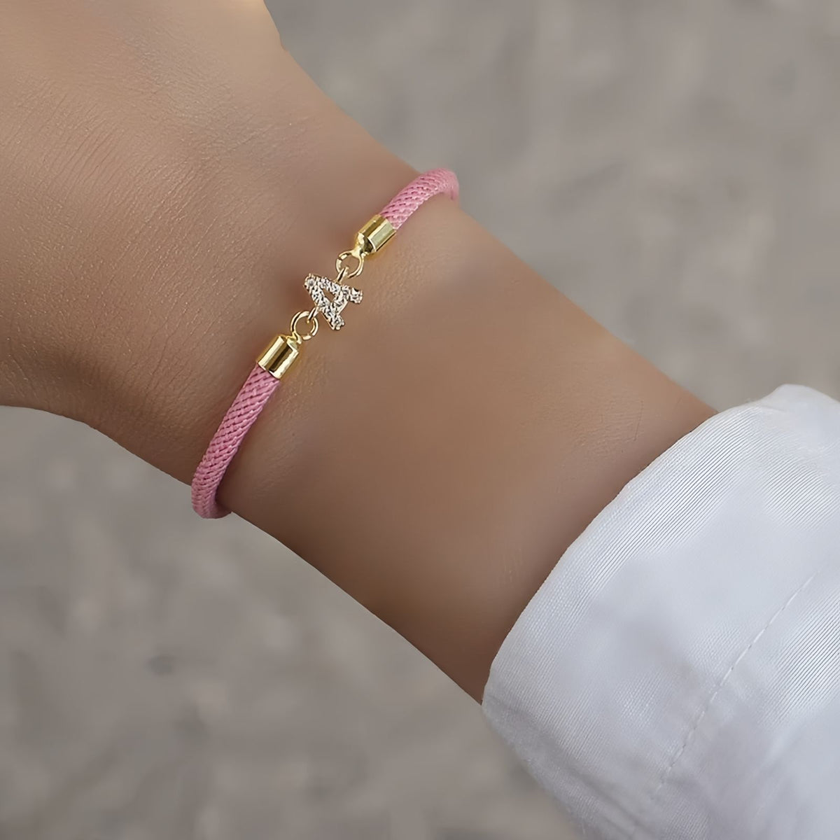Adjustable Initial Letter Bracelet, A-Z Personalized Cord Bracelet