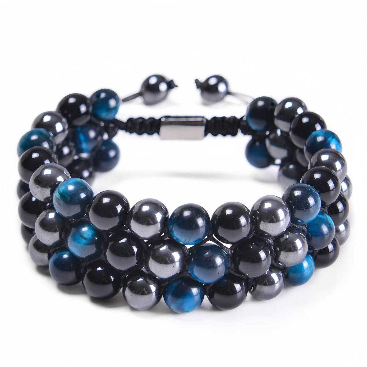 Tri-Layer Tiger Eye Braided Adjustable Bracelet