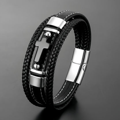 Men’s Cross Bracelet with Black Onyx