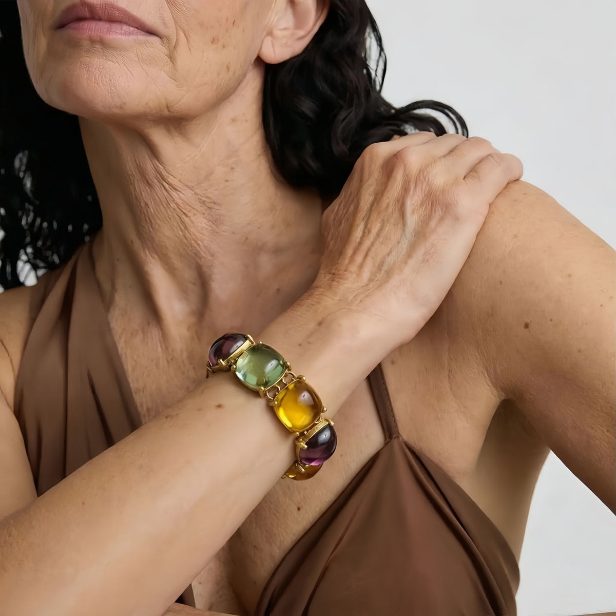Multicolor Statement Bracelet for Women, Vintage Style Chunky Bracelet