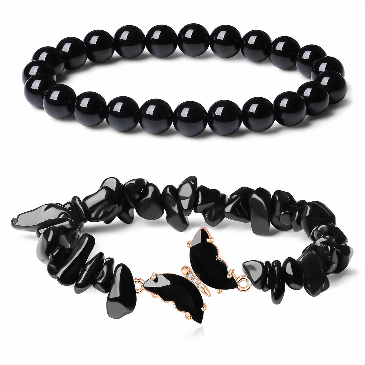Butterfly Crystal Beaded Bracelet Set