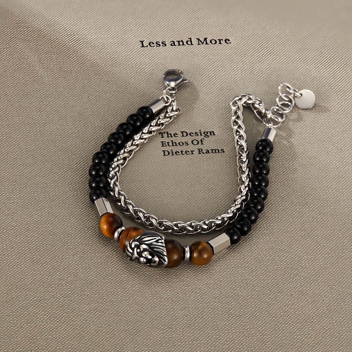 Tiger Eye Beaded Lion Head Bracelet