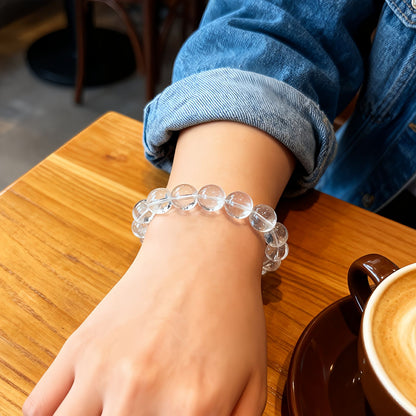 Clear Quartz Round Bead Energy Bracelet