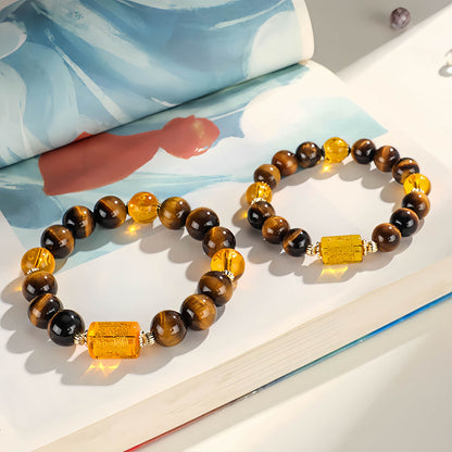 Wealth & Prosperity Tiger Eye & Citrine Beaded Bracelet
