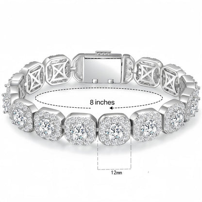 Wide Iced Tennis Bracelet